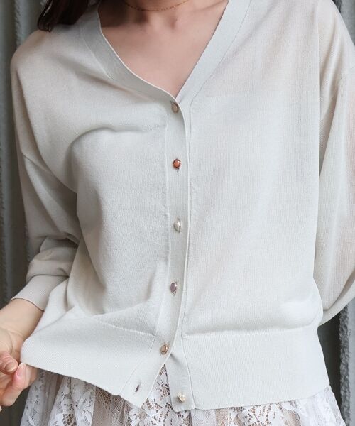 le.coeur blanc / ルクールブラン カーディガン・ボレロ | 【UVカット】Vネックジュエリーボタンカーディガン | 詳細7
