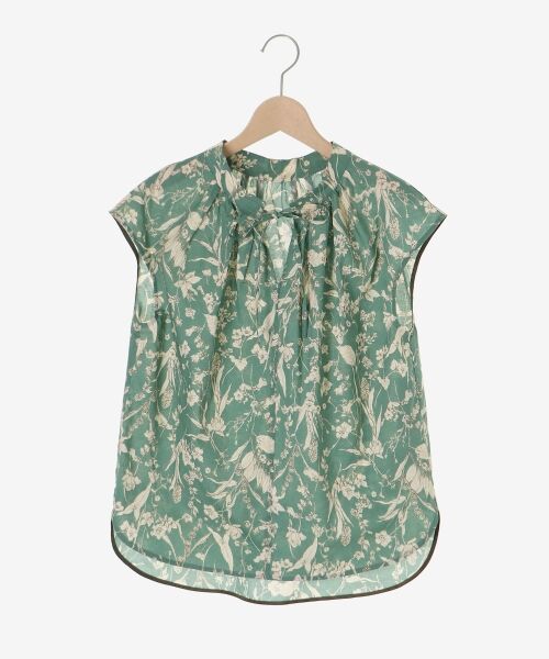 le.coeur blanc / ルクールブラン シャツ・ブラウス | ローンボタニカルプリントフレンチブラウス（グリーン柄）