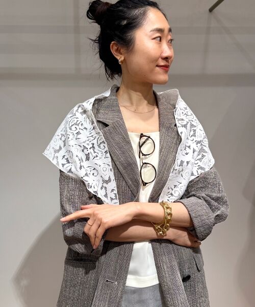 le.coeur blanc / ルクールブラン マフラー・ショール・スヌード・ストール | フラワーレース三角ストール | 詳細11