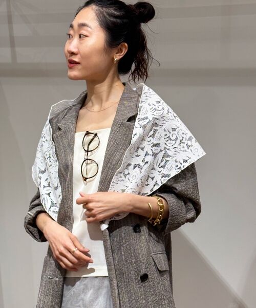 le.coeur blanc / ルクールブラン マフラー・ショール・スヌード・ストール | フラワーレース三角ストール | 詳細12