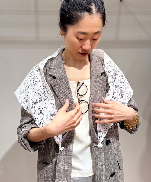 le.coeur blanc / ルクールブラン マフラー・ショール・スヌード・ストール | フラワーレース三角ストール | 詳細13