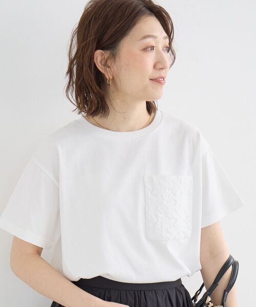 le.coeur blanc / ルクールブラン Tシャツ | レースポケットデザインTシャツ | 詳細11