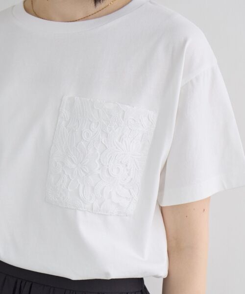 le.coeur blanc / ルクールブラン Tシャツ | レースポケットデザインTシャツ | 詳細12