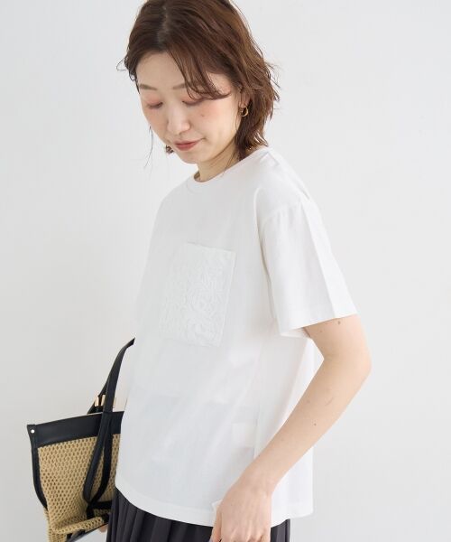 le.coeur blanc / ルクールブラン Tシャツ | レースポケットデザインTシャツ | 詳細13