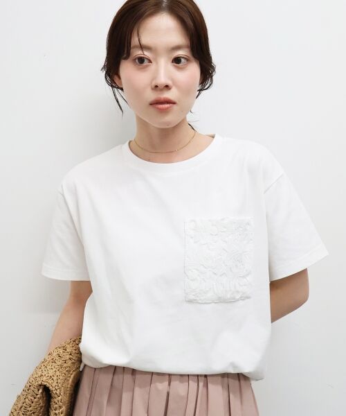 le.coeur blanc / ルクールブラン Tシャツ | レースポケットデザインTシャツ | 詳細2