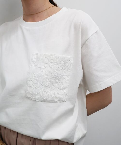 le.coeur blanc / ルクールブラン Tシャツ | レースポケットデザインTシャツ | 詳細6