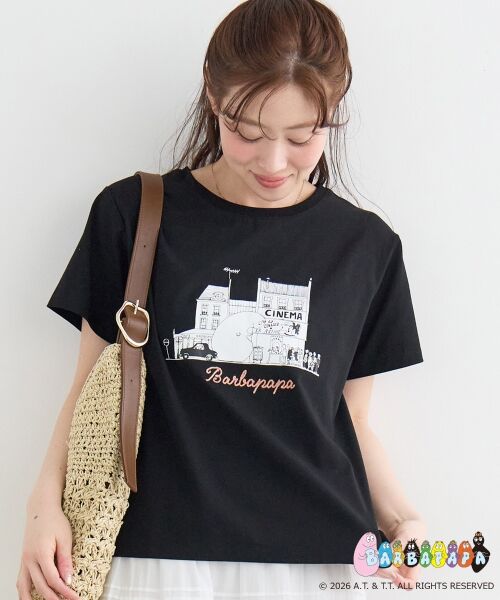 le.coeur blanc / ルクールブラン Tシャツ | 【BARBAPAPA】アートプリントTシャツ（ブラック）