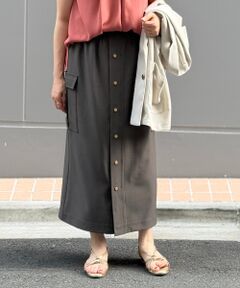 le.coeur blanc / ルクールブラン ロング・マキシ丈スカート | ドットボタンサイドポケットスカート