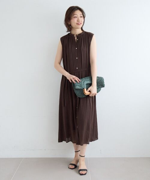 le.coeur blanc / ルクールブラン ロング・マキシ丈ワンピース | シアーボイルノースリーブワンピース（ブラウン）