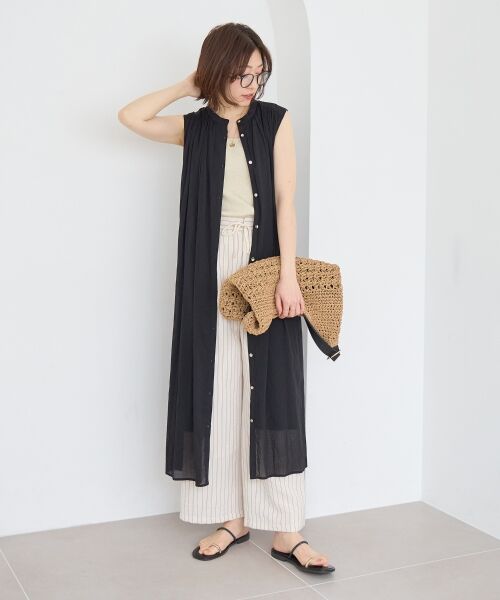 le.coeur blanc / ルクールブラン ロング・マキシ丈ワンピース | シアーボイルノースリーブワンピース（ブラック）