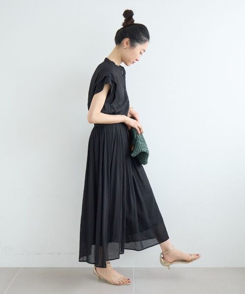 le.coeur blanc / ルクールブラン ロング・マキシ丈ワンピース | シアーボイルフレンチスリーブワンピース（ブラック）