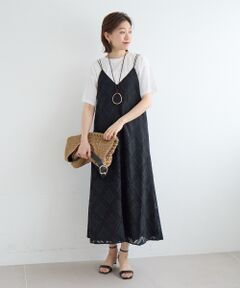 le.coeur blanc / ルクールブラン ロング・マキシ丈ワンピース | パッチワーク風レースキャミワンピース