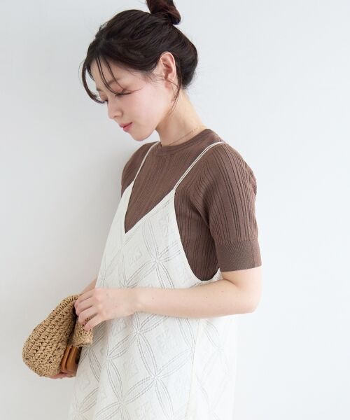 le.coeur blanc / ルクールブラン ロング・マキシ丈ワンピース | パッチワーク風レースキャミワンピース | 詳細10