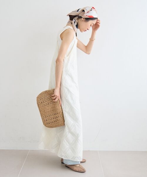 le.coeur blanc / ルクールブラン ロング・マキシ丈ワンピース | パッチワーク風レースキャミワンピース | 詳細15