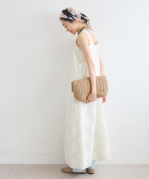 le.coeur blanc / ルクールブラン ロング・マキシ丈ワンピース | パッチワーク風レースキャミワンピース | 詳細16