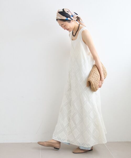 le.coeur blanc / ルクールブラン ロング・マキシ丈ワンピース | パッチワーク風レースキャミワンピース | 詳細17