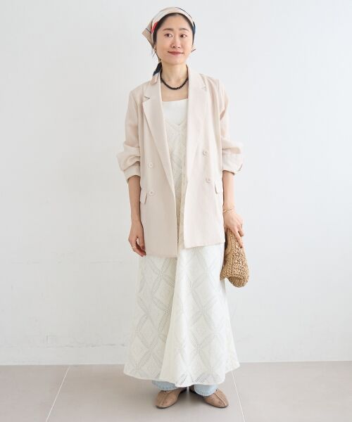 le.coeur blanc / ルクールブラン ロング・マキシ丈ワンピース | パッチワーク風レースキャミワンピース | 詳細18