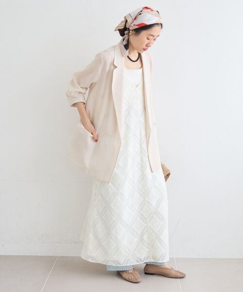 le.coeur blanc / ルクールブラン ロング・マキシ丈ワンピース | パッチワーク風レースキャミワンピース | 詳細19