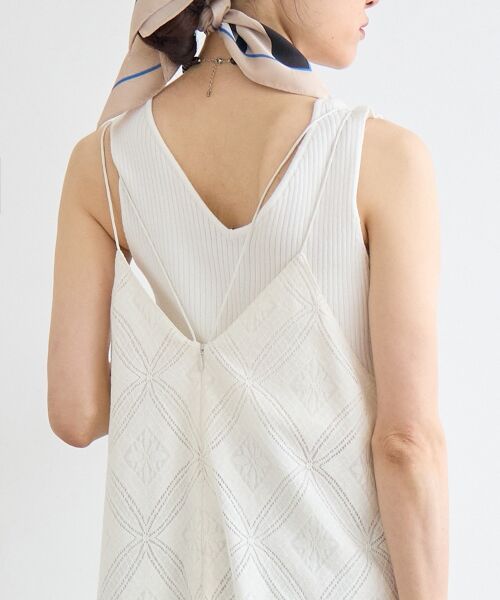 le.coeur blanc / ルクールブラン ロング・マキシ丈ワンピース | パッチワーク風レースキャミワンピース | 詳細20