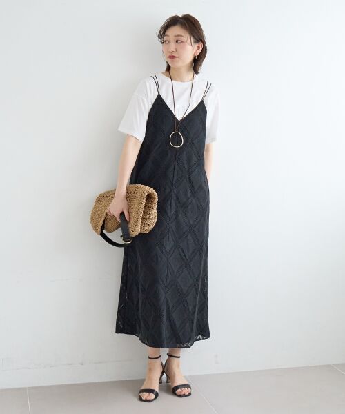 le.coeur blanc / ルクールブラン ロング・マキシ丈ワンピース | パッチワーク風レースキャミワンピース | 詳細25