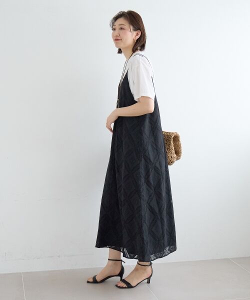 le.coeur blanc / ルクールブラン ロング・マキシ丈ワンピース | パッチワーク風レースキャミワンピース | 詳細26