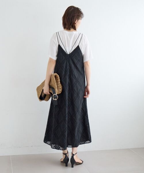 le.coeur blanc / ルクールブラン ロング・マキシ丈ワンピース | パッチワーク風レースキャミワンピース | 詳細27