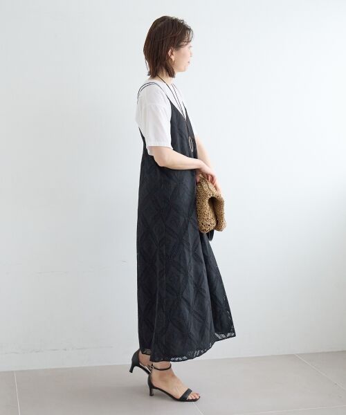 le.coeur blanc / ルクールブラン ロング・マキシ丈ワンピース | パッチワーク風レースキャミワンピース | 詳細28