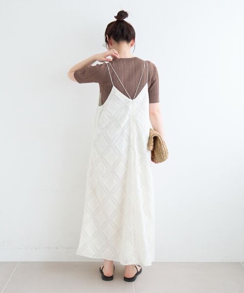 le.coeur blanc / ルクールブラン ロング・マキシ丈ワンピース | パッチワーク風レースキャミワンピース | 詳細5