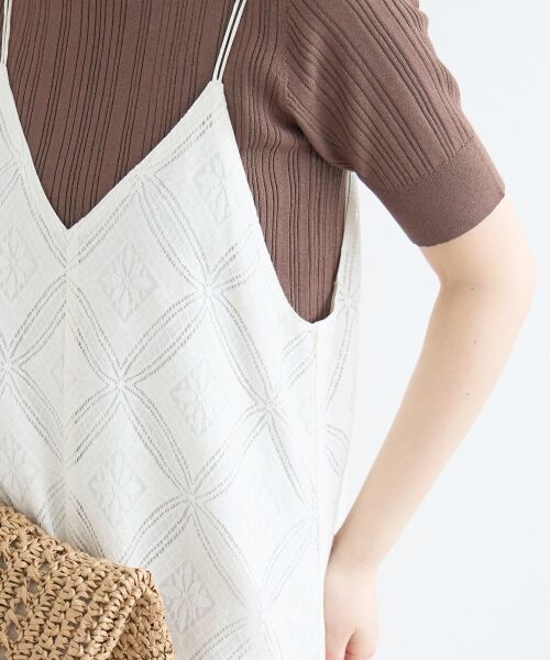 le.coeur blanc / ルクールブラン ロング・マキシ丈ワンピース | パッチワーク風レースキャミワンピース | 詳細9