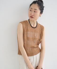 le.coeur blanc / ルクールブラン ニット・セーター | 《WEB限定アイテム》クロシェ編みノースリーブニット