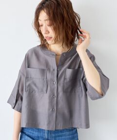 le.coeur blanc / ルクールブラン シャツ・ブラウス | シアーサテンバンドカラーコンパクトシャツ