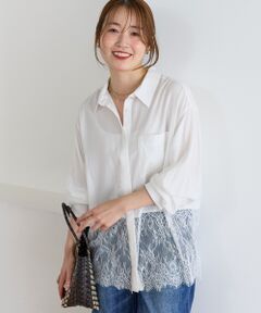 le.coeur blanc / ルクールブラン シャツ・ブラウス | 裾レースドッキングシャツ