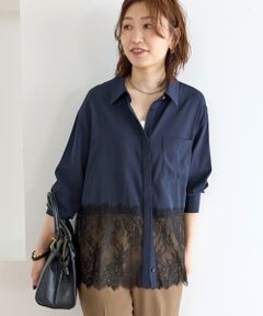 le.coeur blanc / ルクールブラン シャツ・ブラウス | 裾レースドッキングシャツ