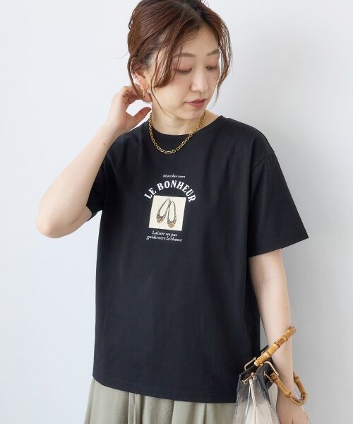 le.coeur blanc / ルクールブラン Tシャツ | LE BONHEUR TEE（ブラック）