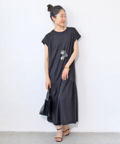 le.coeur blanc / ルクールブラン ロング・マキシ丈ワンピース | スムースポンチ裾切替ワンピース