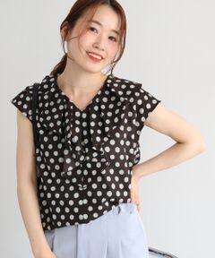 le.coeur blanc / ルクールブラン シャツ・ブラウス | 【日本製】ドットプリントフリルカラーブラウス