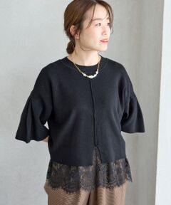 le.coeur blanc / ルクールブラン ニット・セーター | レースドッキングフレアスリーブプルオーバー