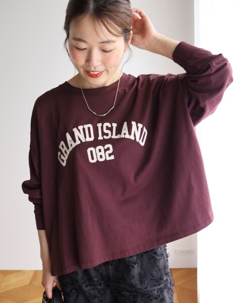 le.coeur blanc / ルクールブラン Tシャツ | 《WEB限定》カレッジロゴオーバーロングTシャツ（ボルドー）