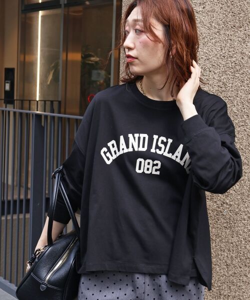 le.coeur blanc / ルクールブラン Tシャツ | 《WEB限定》カレッジロゴオーバーロングTシャツ（ブラック）