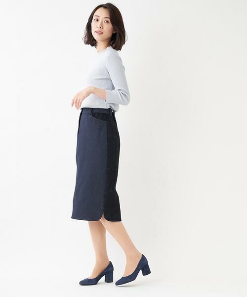 Leilian / レリアン ミニ・ひざ丈スカート | 異素材ロングタイトスカート | 詳細9