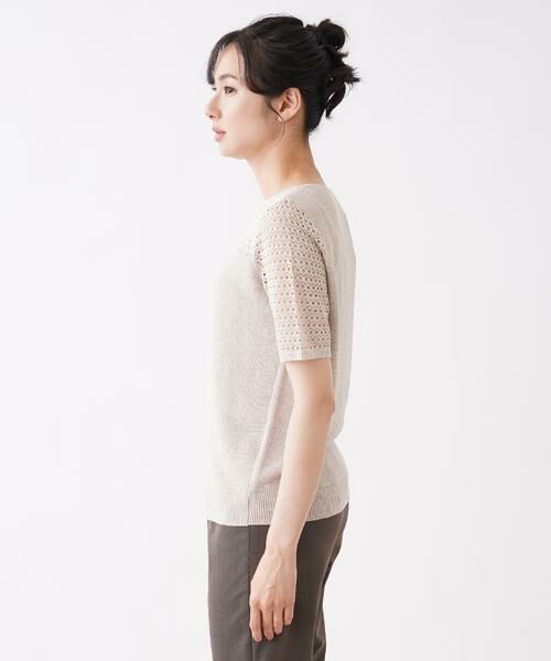 Leilian / レリアン ニット・セーター | 透かし編み切り替えクルーネックニット | 詳細10