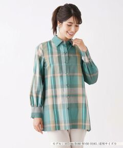 大ぶりチェック柄ロングシャツ