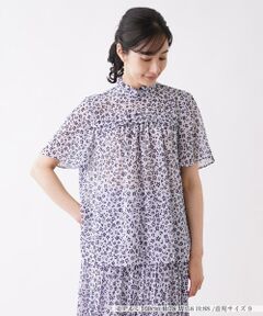 花柄シフォンオーバーブラウス