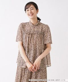 花柄シフォンオーバーブラウス