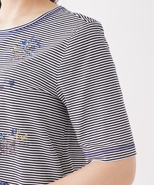 Leilian / レリアン カットソー | 刺繍×ナローボーダーTシャツ | 詳細14
