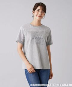 ボーダー切替スパングルロゴTシャツ