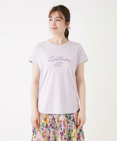 Leilian / レリアン カットソー | ロゴ×フラワー刺繍Tシャツ | 詳細4