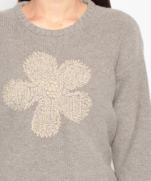 Leilian / レリアン ニット・セーター | フラワー刺繍クルーネックニット | 詳細3