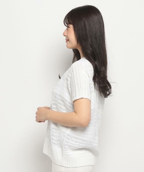 Leilian / レリアン ニット・セーター | 透かし編み柄半袖ニットプルオーバー | 詳細2