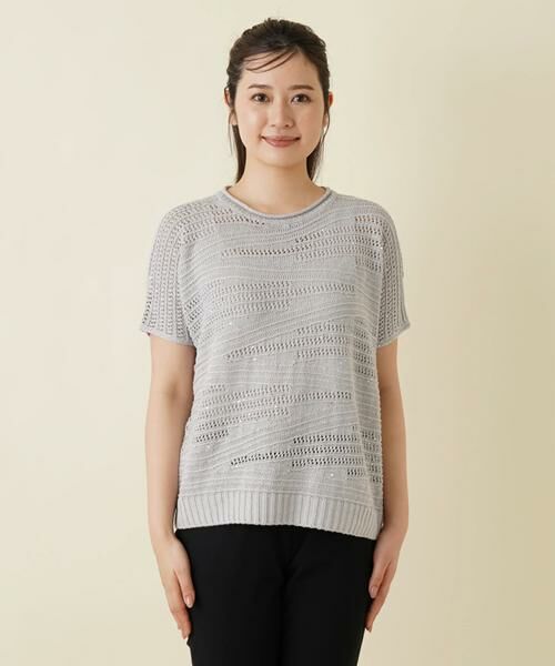 Leilian / レリアン ニット・セーター | 透かし編み柄半袖ニットプルオーバー | 詳細16